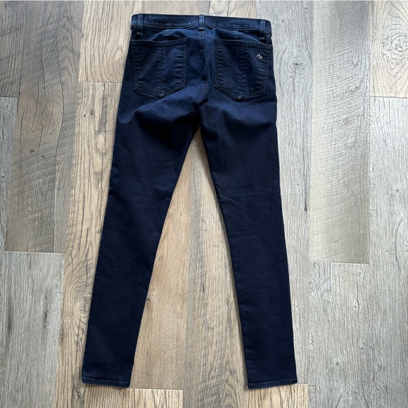 Rag & Bone Navy Leather Side Denim Jeans 28 - Picture 6 of 12